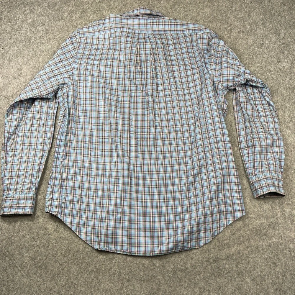 Ralph Lauren Shirt Men Large Blue‎ Multicolored Plaid Long Sleeve Cotton Preppy